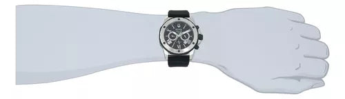 Bulova Marine Star Chronograph Black Dial Black Rubber Strap Watch for Men - 98B127