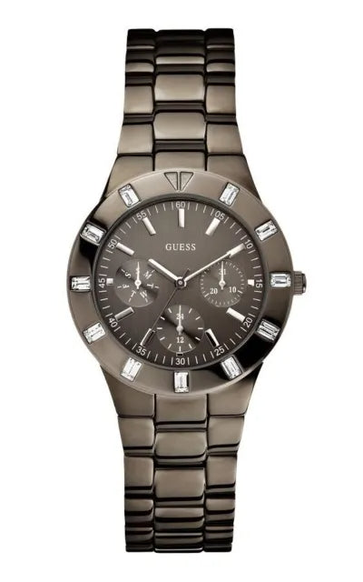Guess XS Multifunction Quartz Brown Dial Brown Steel Strap Watch For Women - W0027L1
