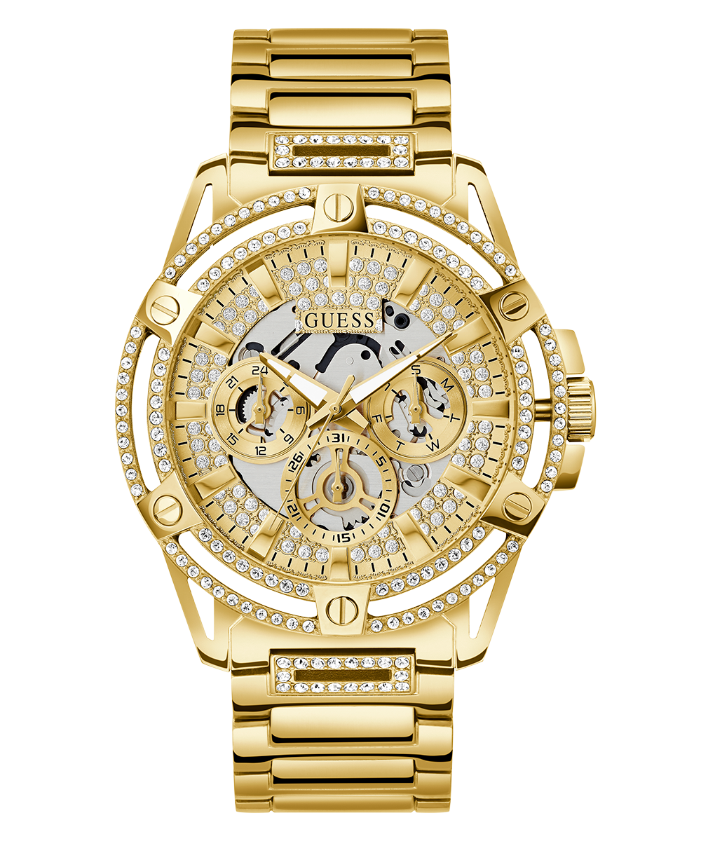 Guess Queen Quartz Gold Dial Gold Steel Strap Watch For Men - GW0497G2