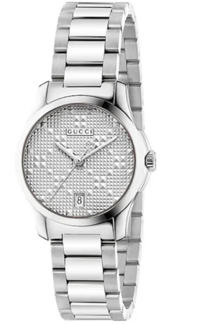 Shop Authentic Gucci G Timeless Quartz Silver Dial Silver Steel Strap Watch For Women - YA126551 - Luxxuri