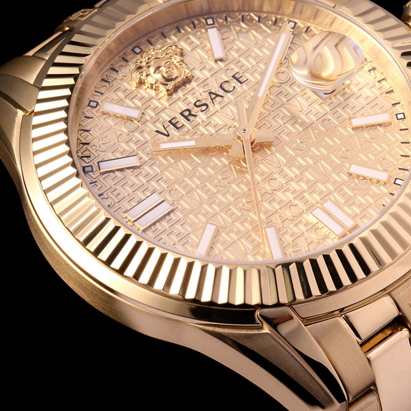 Shop Authentic Versace Greca Time Quartz Gold Dial Gold Steel Strap Watch For Men - VE3K00522 - Luxxuri