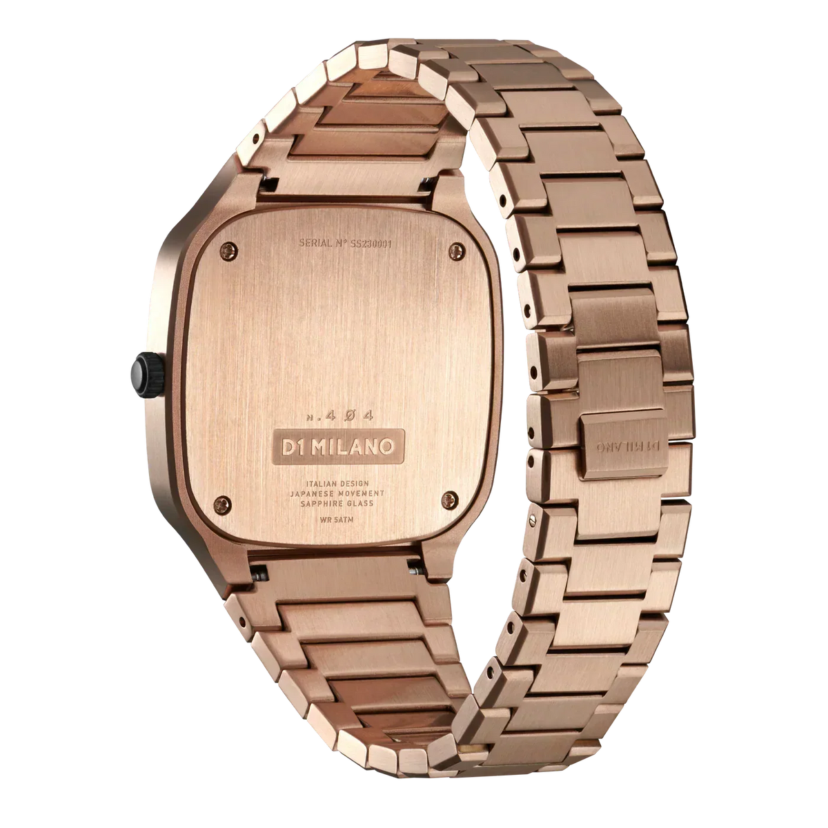 D1 Milano Square Champagne Gold Dial Gold Steel Strap Watch for Unisex - D1-SQBJ04