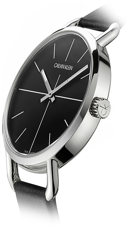 Calvin Klein Even Black Dial Black Leather Strap Watch for Women - K7B231CZ