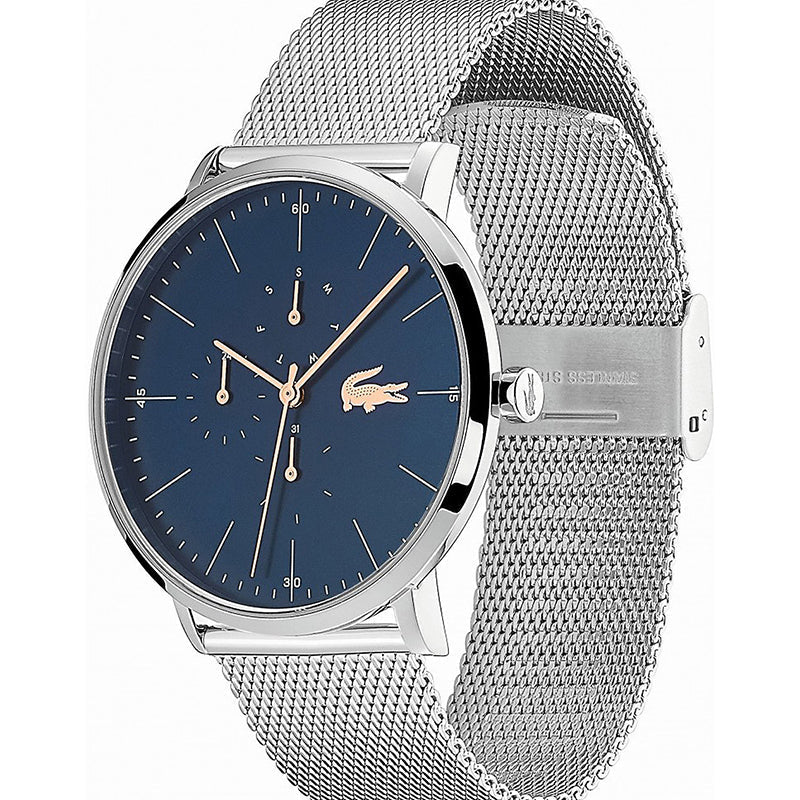 Lacoste Moon Multifunction Blue Dial Silver Mesh Strap Watch for Men - 2011024