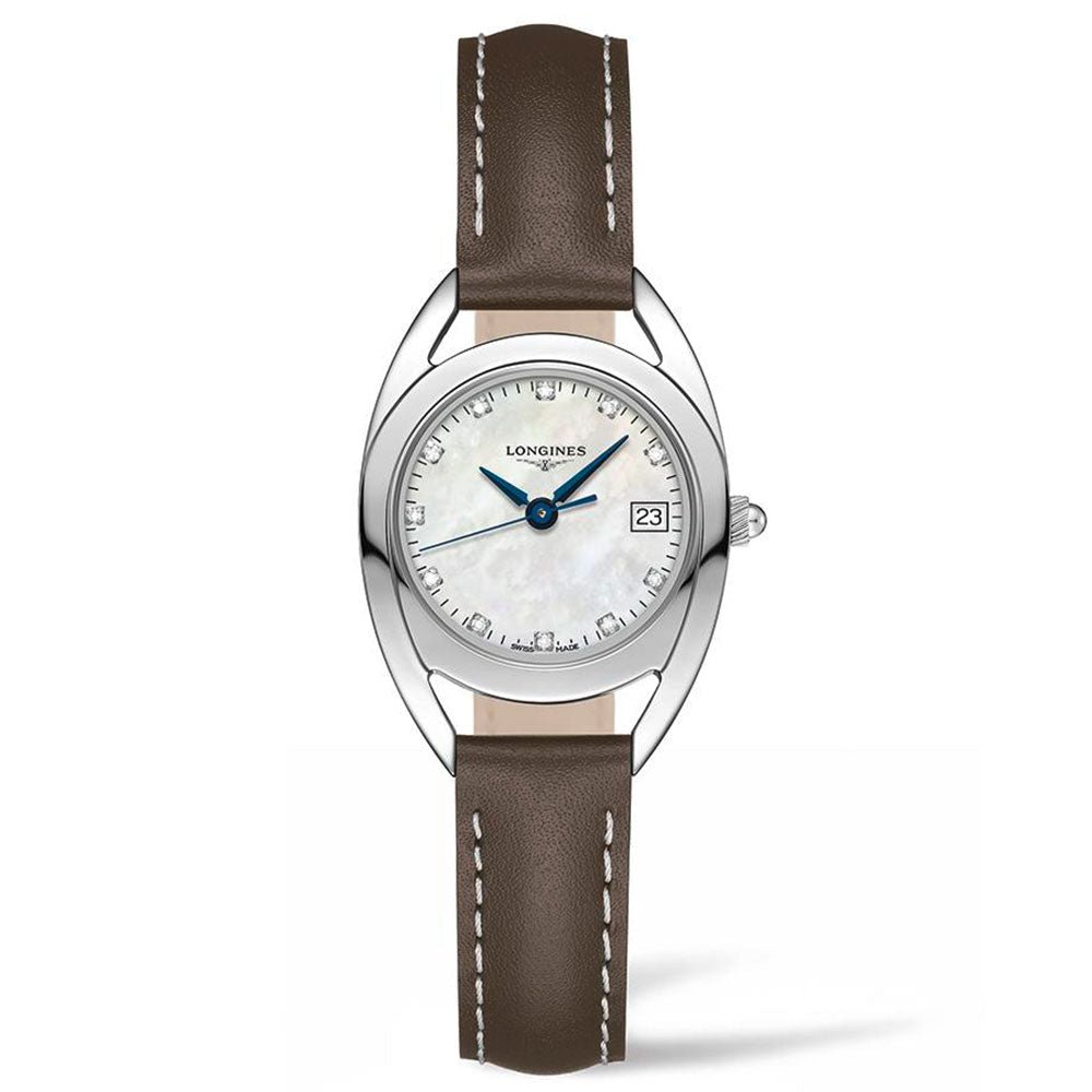 Longines Equestrian Mother of Pearl Dial Brown Leather Strap Watch for Women - L6.136.0.87.2