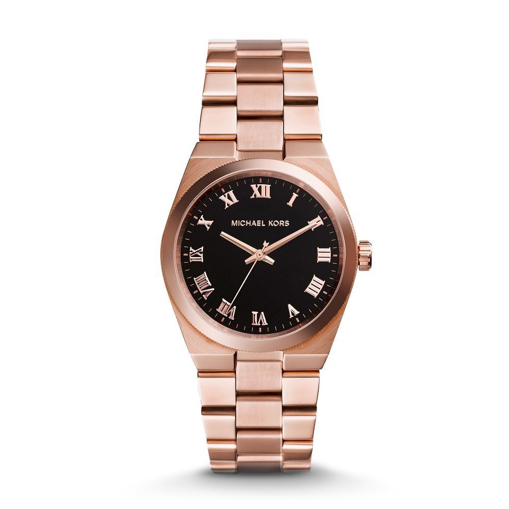 Shop Authentic Michael Kors Channing Black Dial Rose Gold Steel Strap Watch For Women - MK5937 - Luxxuri
