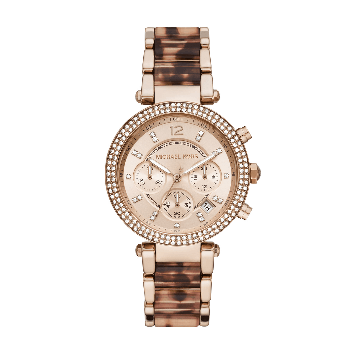 Michael Kors Parker Chronograph Rose Gold Dial Two Tone Steel Strap Watch For Women - MK6832