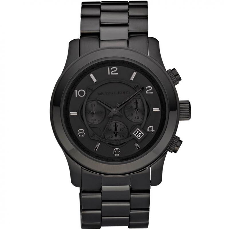 Shop Authentic Michael Kors Runway Chronograph Black Dial Black Steel Strap Watch for Men - MK8157 - Luxxuri