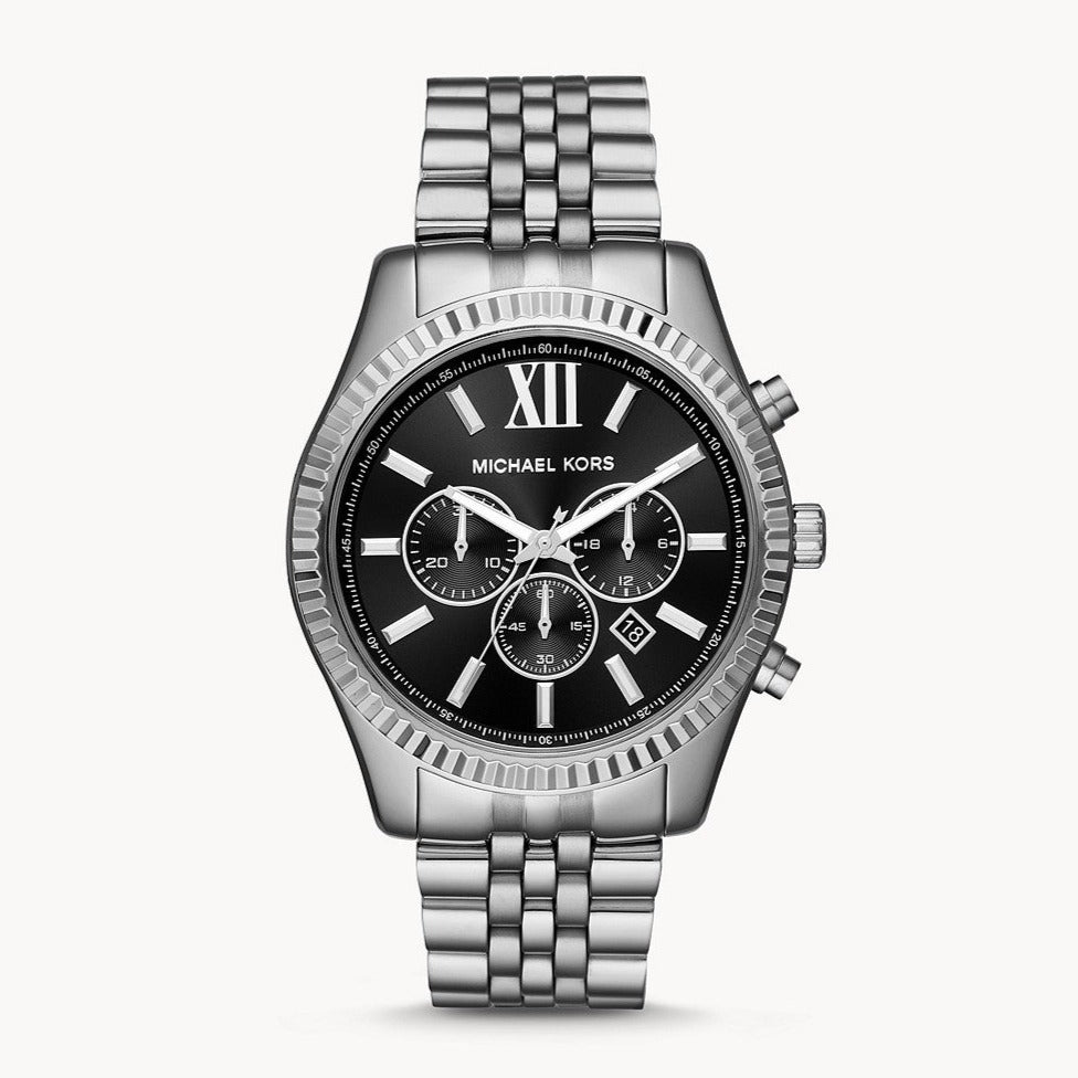 Shop Authentic Michael Kors Lexington Chronograph Black Dial Black Steel Strap Watch For Men - MK8602 - Luxxuri