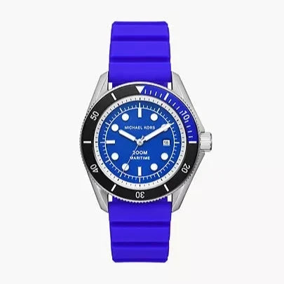 Shop Authentic Michael Kors Maritime Three-Hand Analog Blue Dial Blue Silicone Strap Watch for Men - MK9156 - Luxxuri
