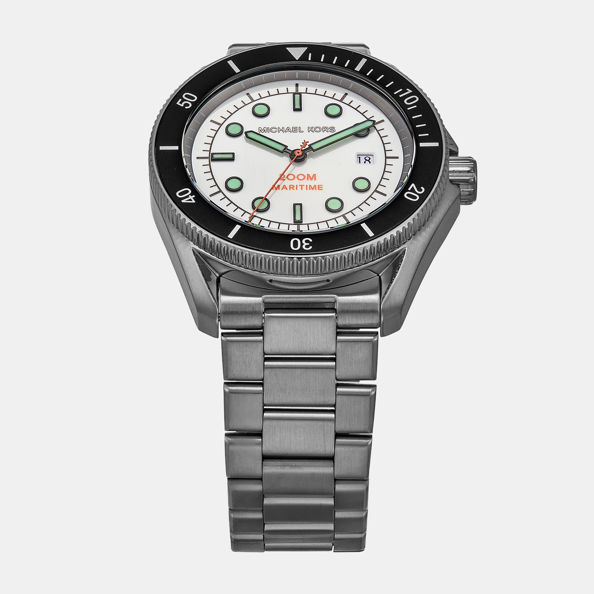 Michael Kors Maritime Three-Hand White Dial Grey Steel Strap Watch for Men - MK9163