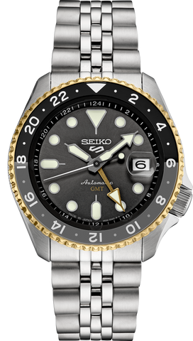 Shop Authentic Seiko 5 Sports GMT US Special Edition Automatic Grey Dial Silver Steel Strap Watch For Men - SSK021K1 - Luxxuri