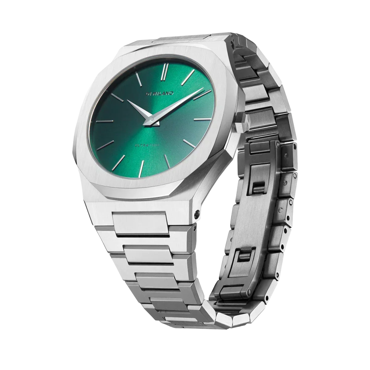 D1 Milano Ultra Thin Green Dial Silver Steel Strap Watch for Men - D1-UTBJ37