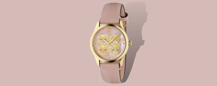 Gucci G Timeless Quartz Mother of Pearl Dial Pink Leather Strap Watch For Women - YA1264132