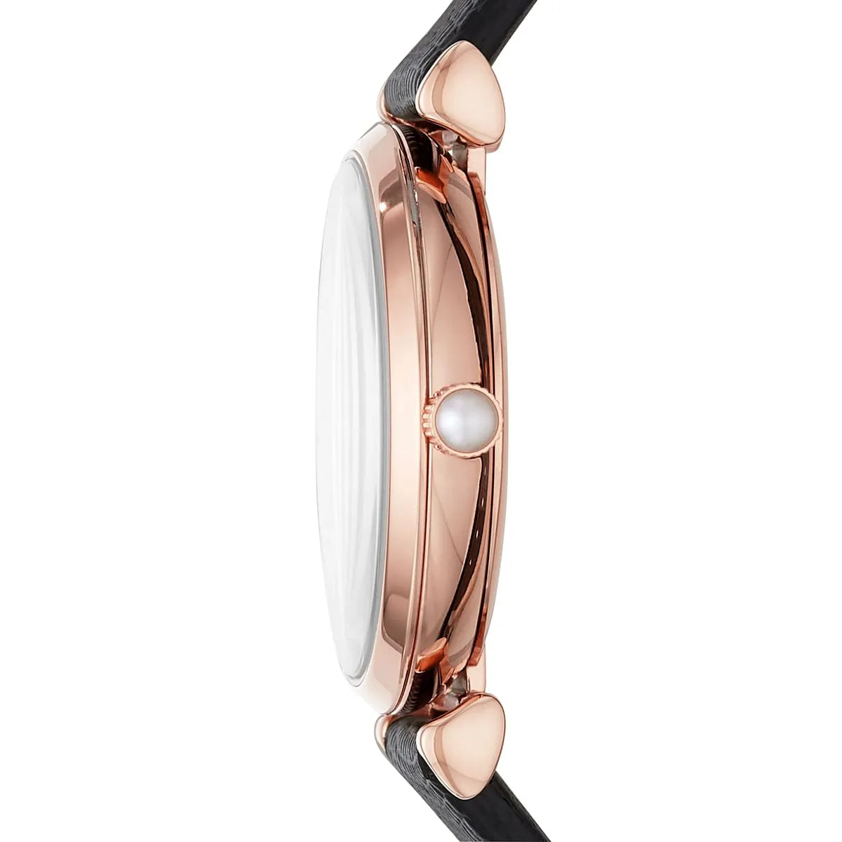 Emporio Armani Gianni T-Bar White Dial Black Leather Strap Watch for Women - AR11270