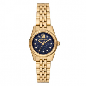Shop Authentic Michael Kors Lexington Three-Hand Blue Dial Gold Steel Strap Watch for Women - MK4802 - Luxxuri