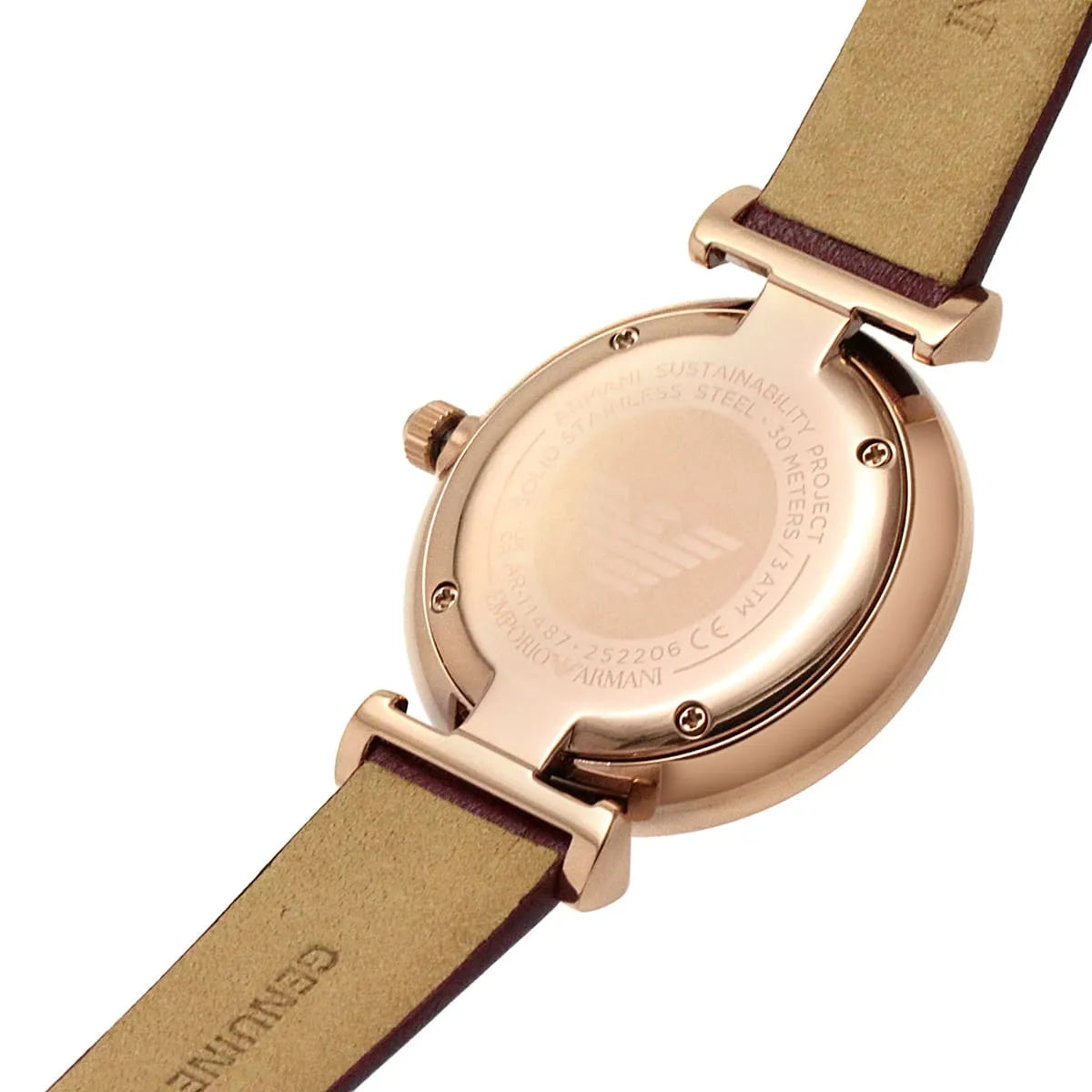 Emporio Armani Gianni T Bar Crystals Purple Dial Purple Leather Strap Watch for Women - AR11487