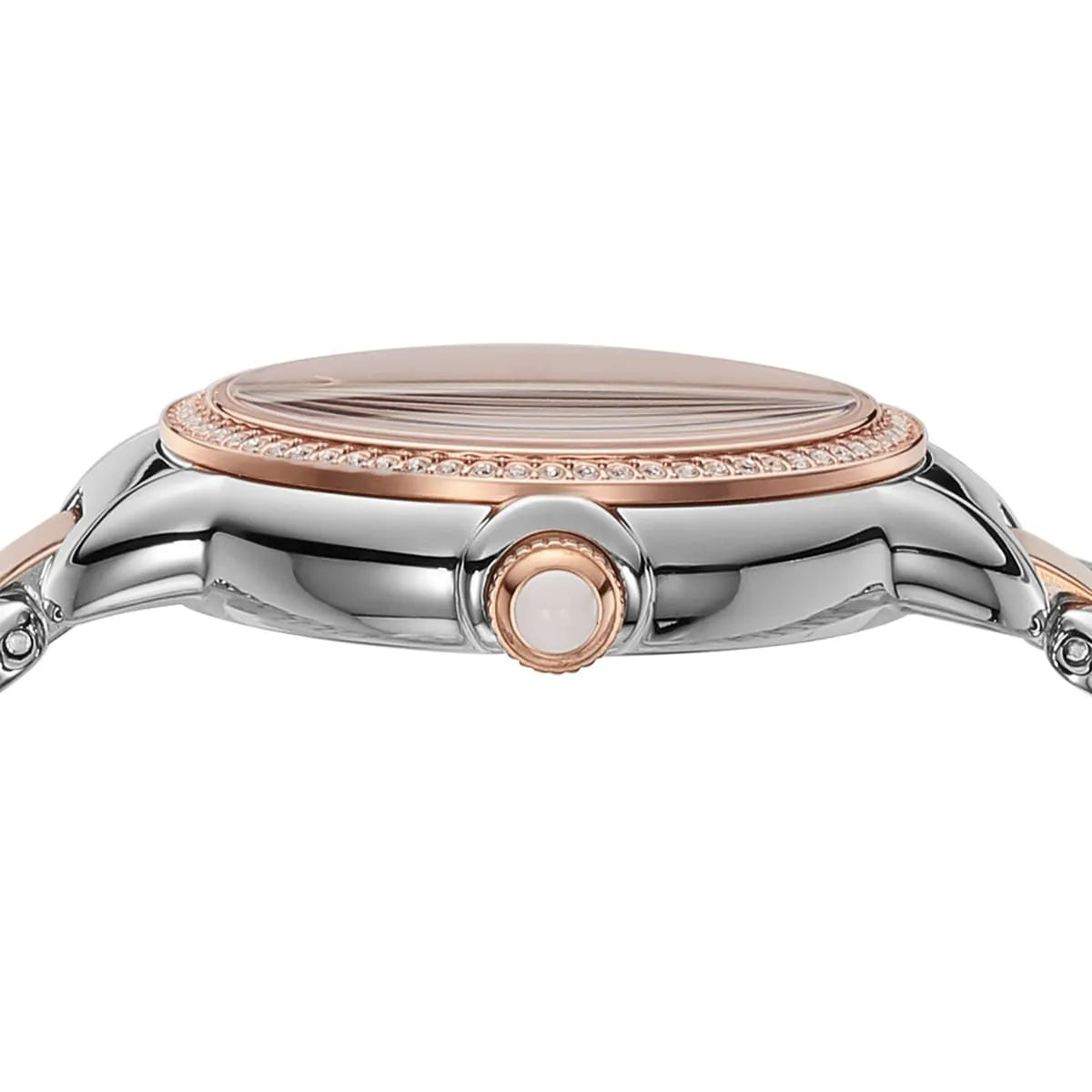 Emporio Armani Three Hand Mother of Pearl Dial Two Tone Steel Strap Watch For Women - AR11569
