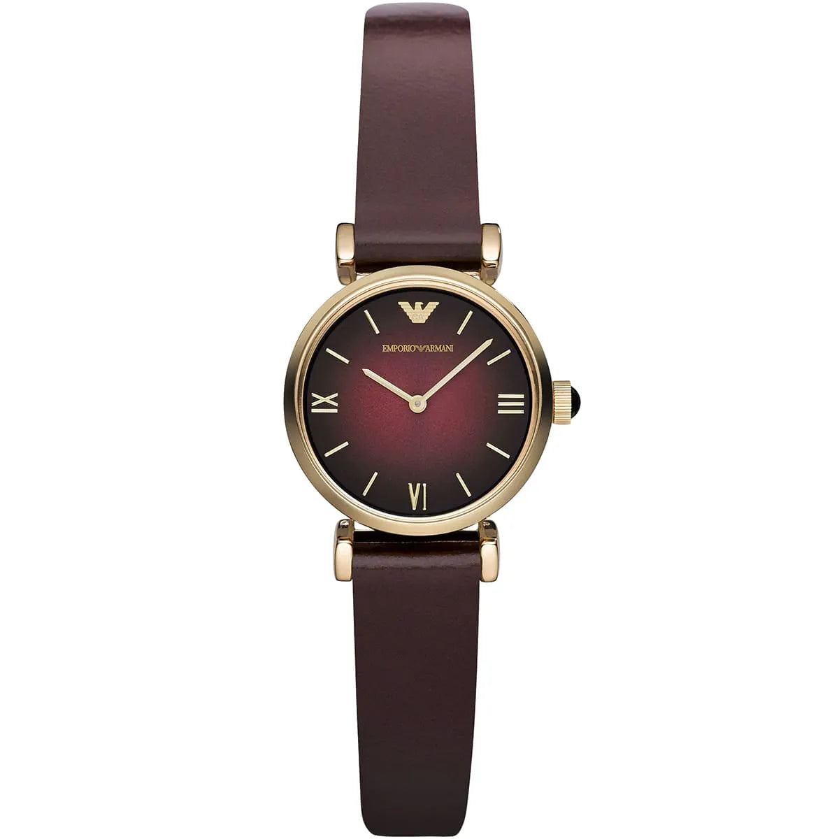 Shop Authentic Emporio Armani Gianni T Bar Burgundy Dial Burgundy Leather Strap Watch For Women - AR1758 - Luxxuri