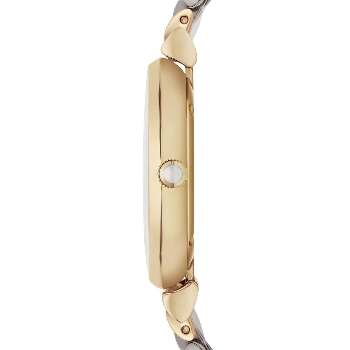 Emporio Armani Gianni T Bar White Dial Two Tone Steel Strap Watch For Women - AR8031