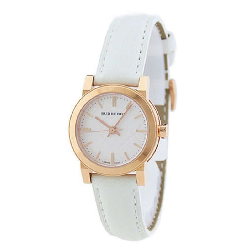 Burberry The City White Dial White Leather Strap Watch for Women - BU9209