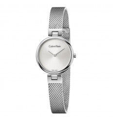Calvin Klein Authentic Silver Dial Silver Mesh Bracelet Watch for Women - K8G23126