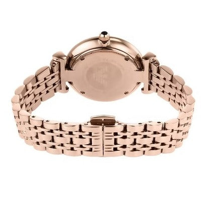 Emporio Armani Gianni T-Bar Quartz Crystals Black Dial Gold Steel Strap Watch For Women - AR11423