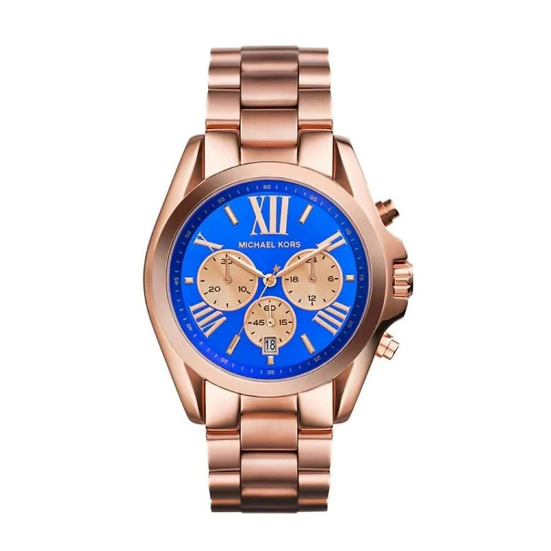 Shop Authentic Michael Kors Bradshaw Quartz Blue Dial Rose Gold Steel Strap Watch For Women - MK5951 - Luxxuri