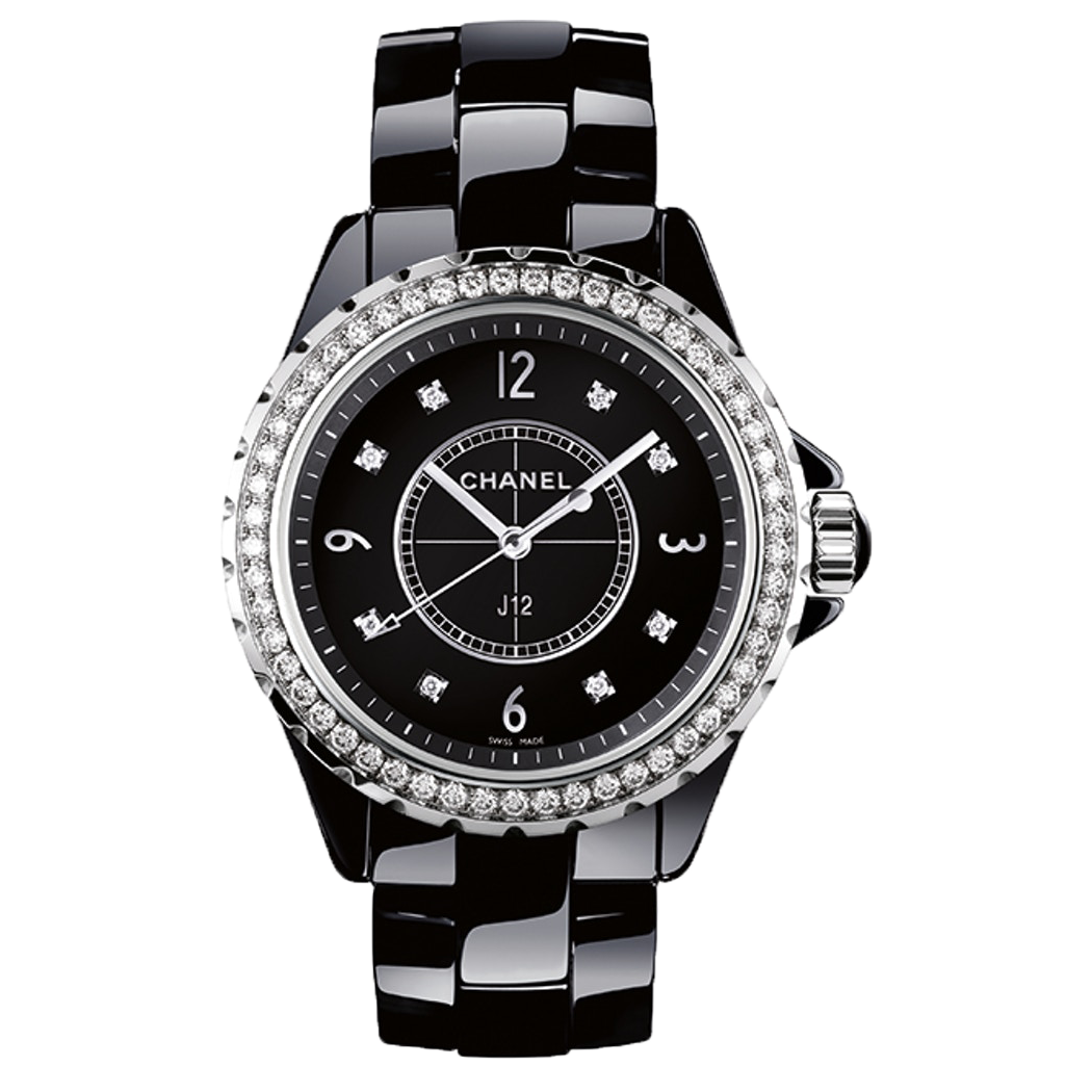 Shop Authentic Chanel J12 Diamonds Ceramic Black Dial Black Steel Strap Watch for Women - J12 H3108 - Luxxuri