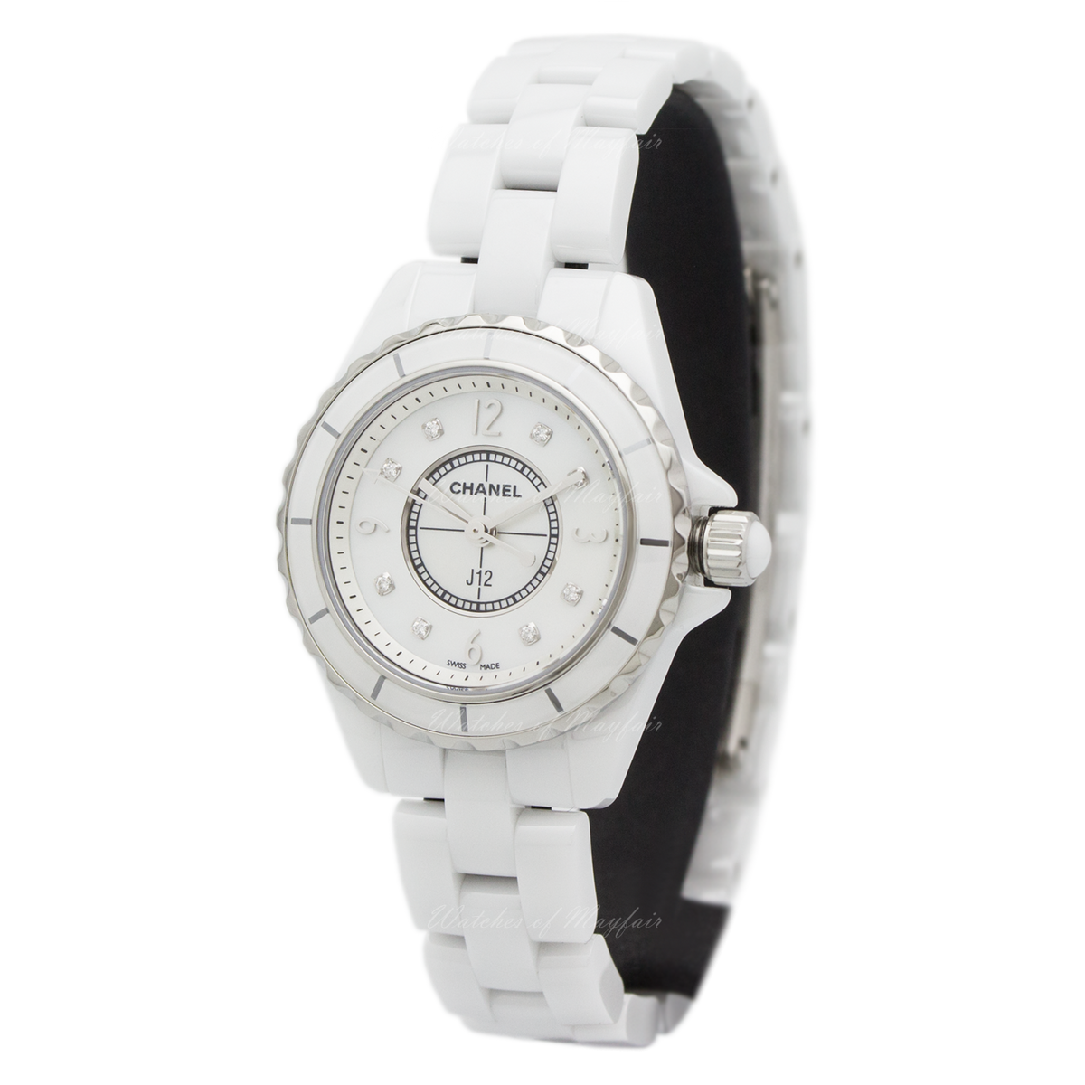 Chanel J12 Diamonds Quartz Mother of Pearl White Dial White Steel Strap Watch for Women - J12 H2570