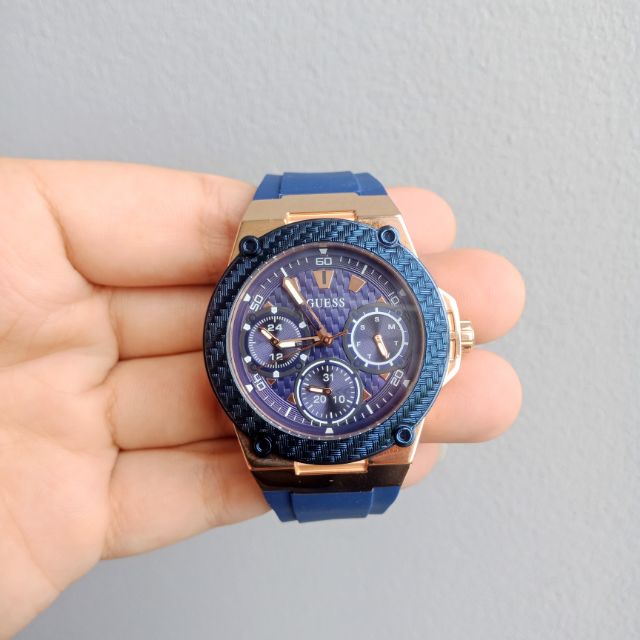 Guess Zena Blue Dial Blue Silicone Strap Watch For Women - W1094L2