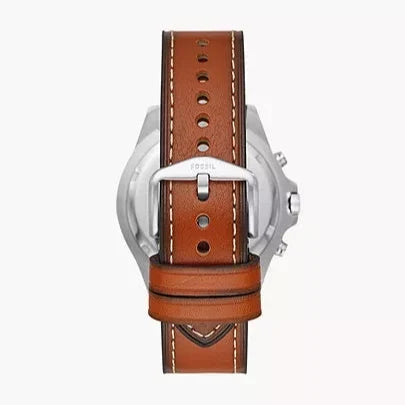 Fossil Garrett Chronograph Blue Dial Brown Leather Strap Watch for Men - FS5625