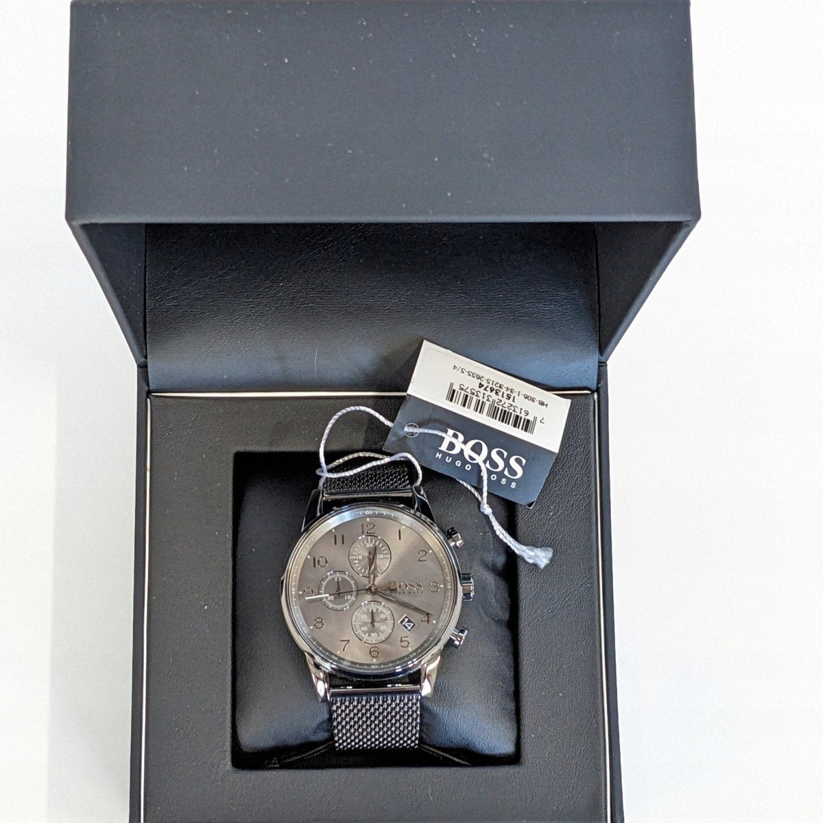 Hugo Boss Navigator Chronograph Grey Dial Grey Mesh Bracelet Watch for Men - 1513674