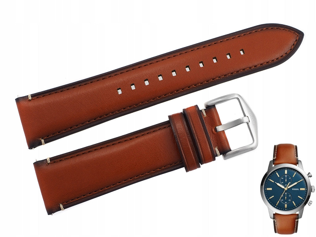 Fossil Townsman Chronograph Blue Dial Brown Leather Strap Watch for Men - FS5279