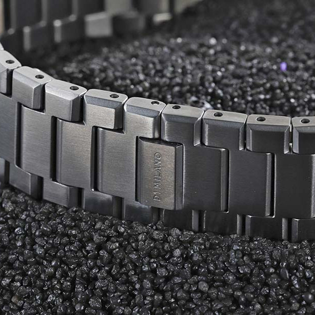D1 Milano Square Titanium Gray Dial Gray Steel Strap Watch for Men - D1-SQBJ02
