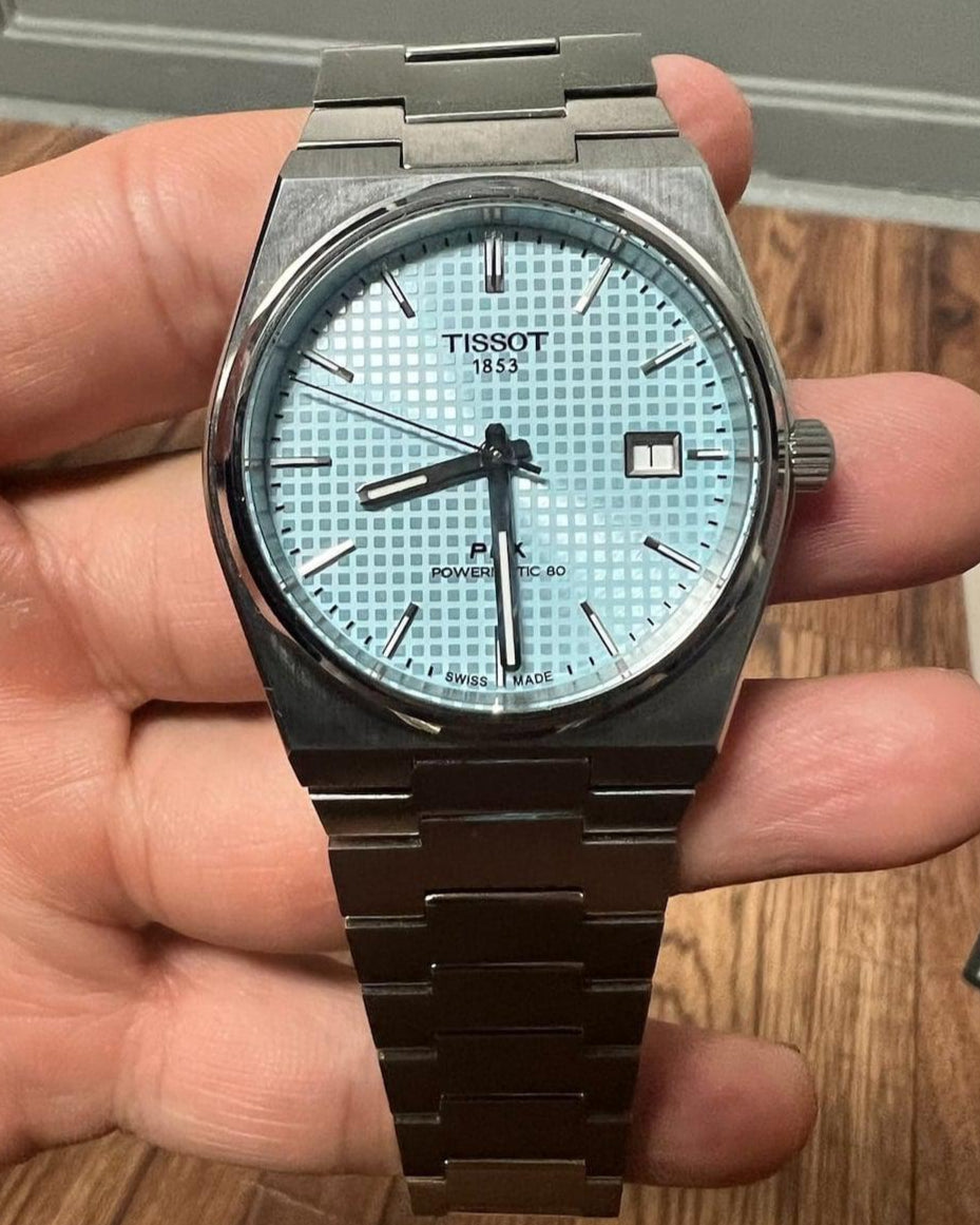 Tissot PRX Powermatic 80 Ice Blue Tiffany Dial Silver Steel Strap Watch for Men - T137.407.11.351.00