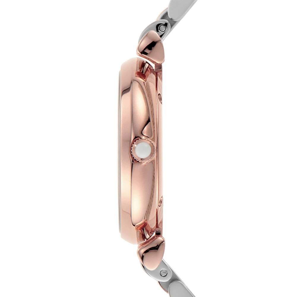 Emporio Armani Gianni T Bar White Dial Two Tone Steel Strap Watch For Women - AR80035