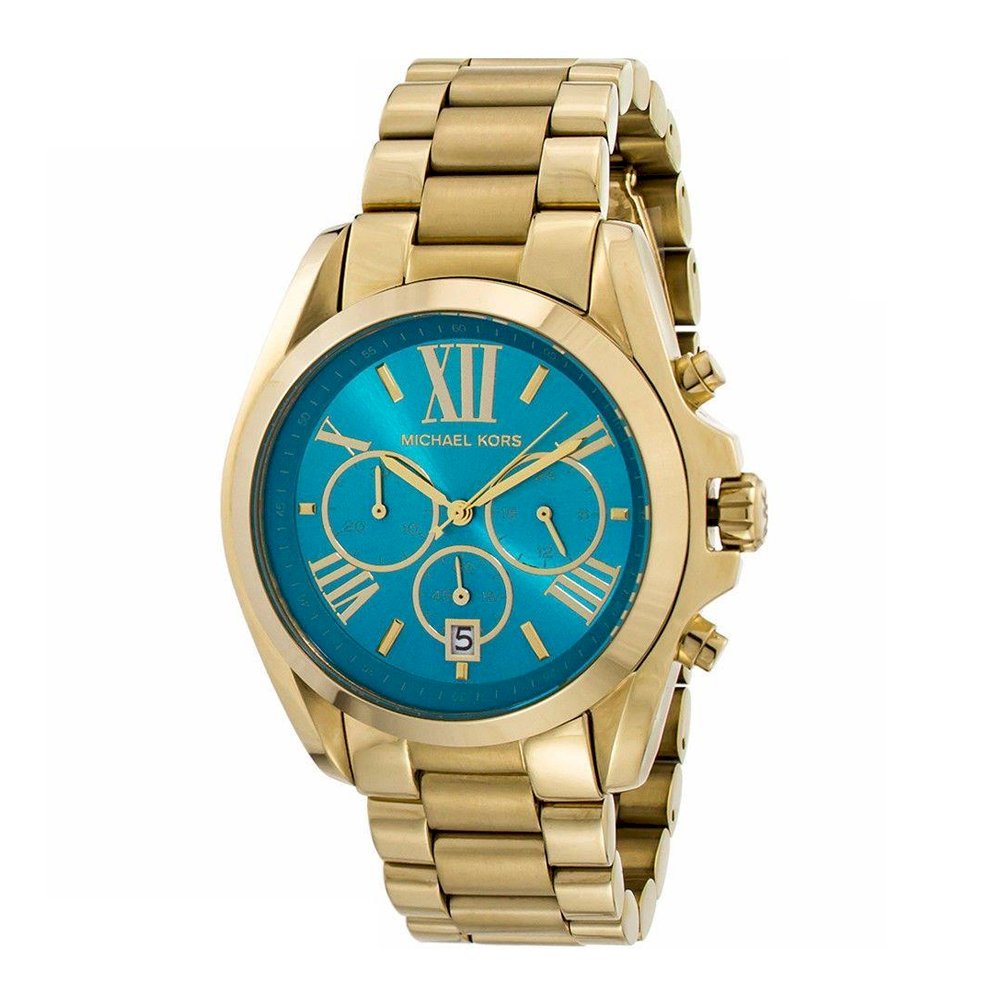 Shop Authentic Michael Kors Bradshaw Chronograph Blue Dial Gold Steel Strap Watch For Women - MK5975 - Luxxuri