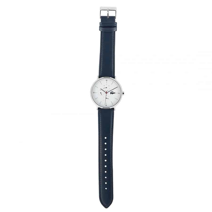 Lacoste Moon Multifunction White Dial Blue Leather Strap Watch for Men - 2010975