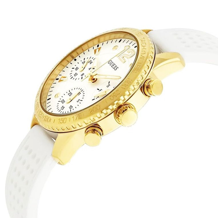 Guess Marina Multifunction White Dial White Rubber Strap Watch for Women - W1025L5