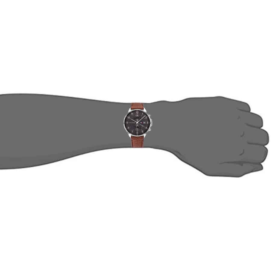 Tommy Hilfiger West Chronograph Grey Dial Brown Leather Strap Watch For Men - 1791710