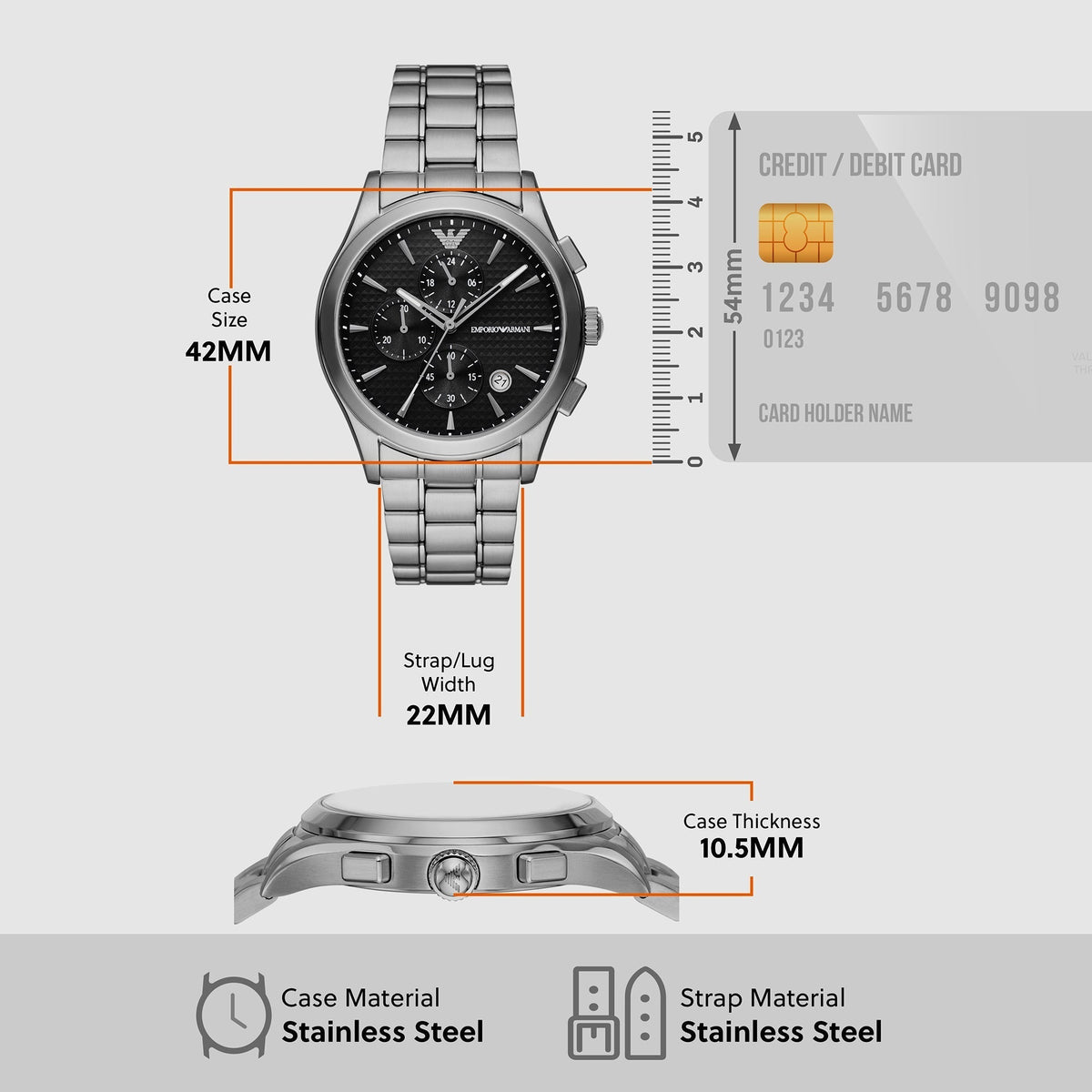 Emporio Armani Paolo Chronograph Black Dial Silver Steel Strap Watch For Men - AR11602