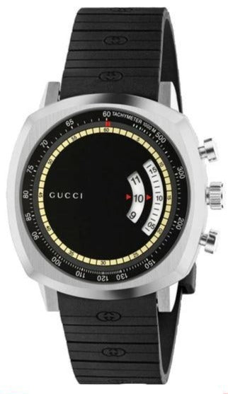Shop Authentic Gucci Grip Chronograph Black Dial Black Rubber Strap Watch For Men - YA157301 - Luxxuri