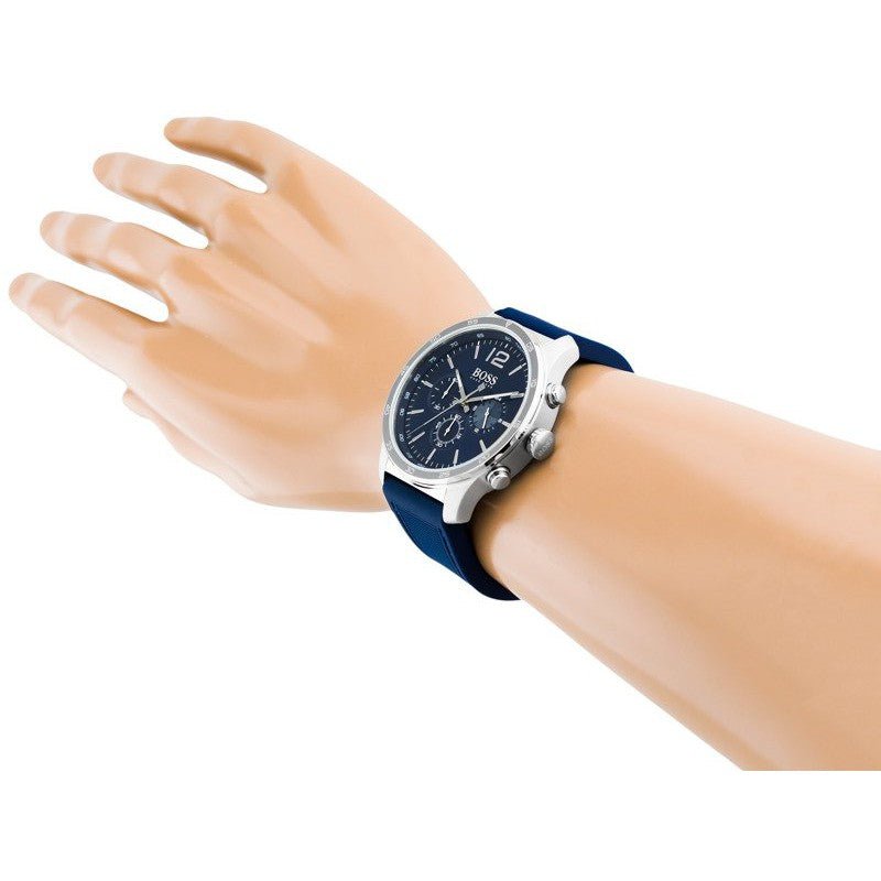 Hugo Boss Professional Chronograph Blue Dial Blue Silicone Strap Watch for Men - 1513526
