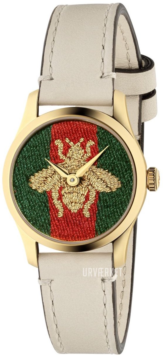 Shop Authentic Gucci G Timeless Quartz Red & Green Dial Beige Leather Strap Watch For Women - YA1265009 - Luxxuri