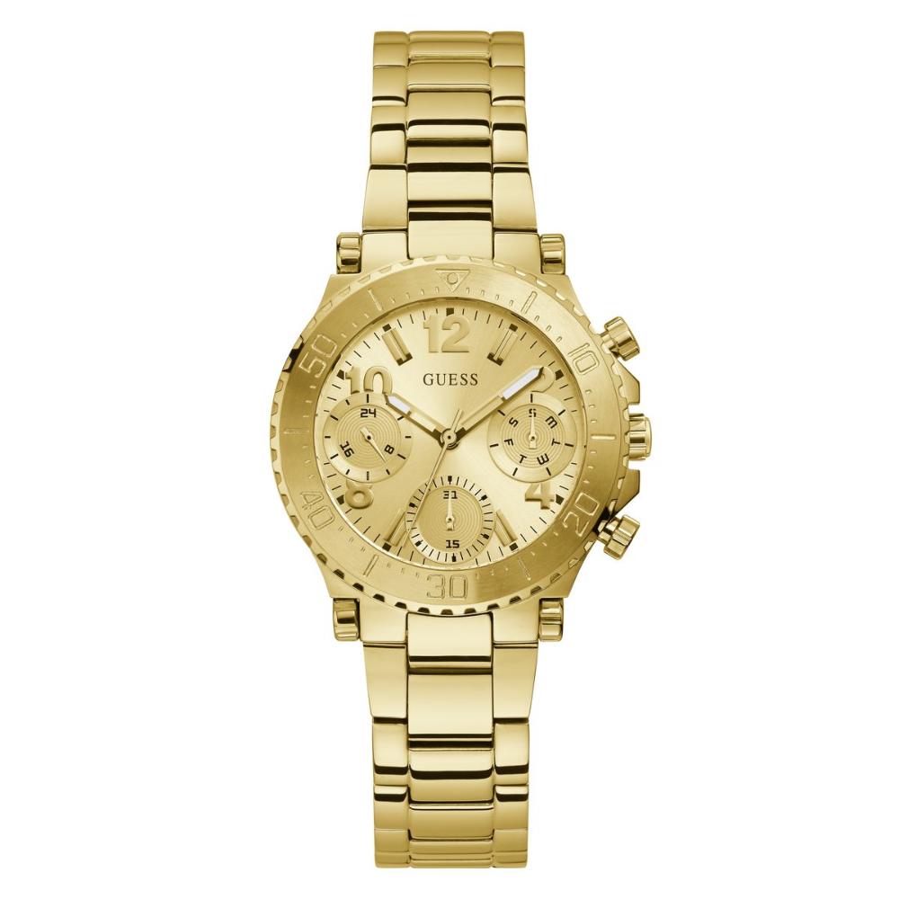 Guess Cosmic Chronograph Gold Dial Gold Steel Strap Watch for Women - GW0465L1