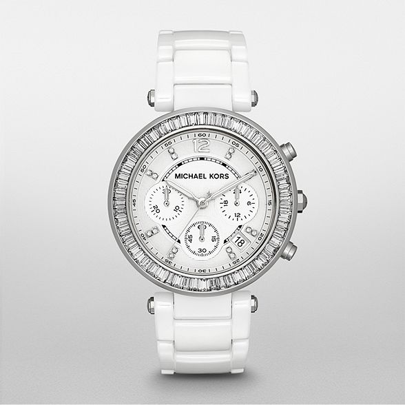 Michael Kors Parker White Dial White Leather Strap Watch for Women - MK5848