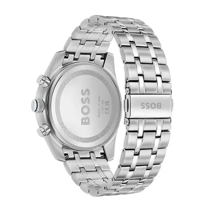 Hugo Boss Skytraveller Chronograph Blue Dial Silver Steel Strap Watch for Men - 1514216