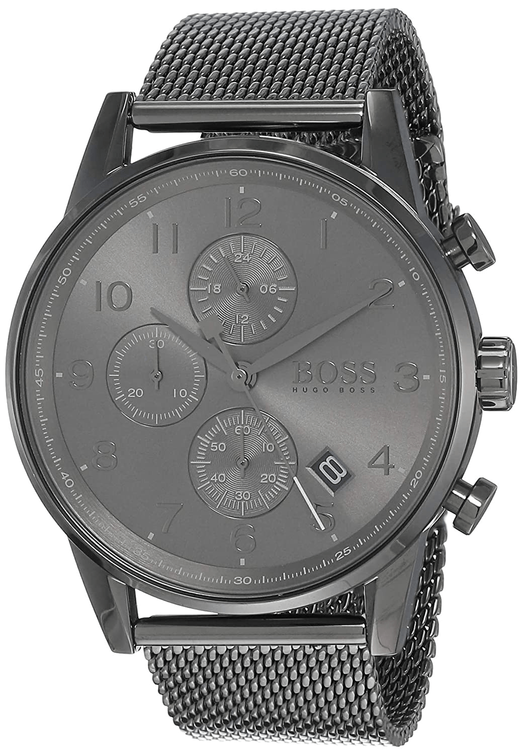 Hugo Boss Navigator Chronograph Grey Dial Grey Mesh Bracelet Watch for Men - 1513674