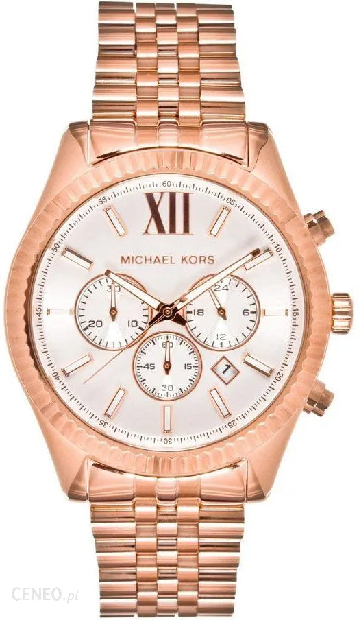 Shop Authentic Michael Kors Lexington Chronograph White Dial Rose Gold Steel Strap Watch For Women - MK8313 - Luxxuri